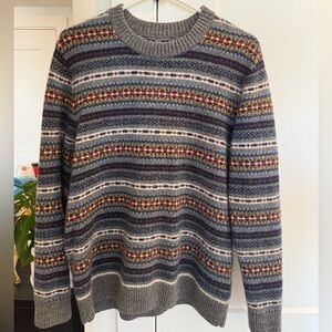 Abercrombie & Fitch Men's Gray Multicolor Crewneck Sweater